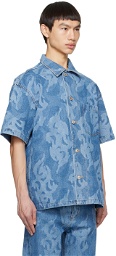 KUSIKOHC Blue Graphic Denim Shirt