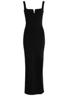 Galvan Freya Ribbed-knit Midi Dress Black
