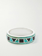 Peyote Bird - Silver, Turquoise and Onyx Ring - Blue