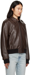 Recto Brown Epaulet Leather Jacket