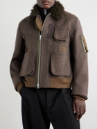 Sacai - Melton Plush-Trimmed Wool Blouson Jacket - Brown