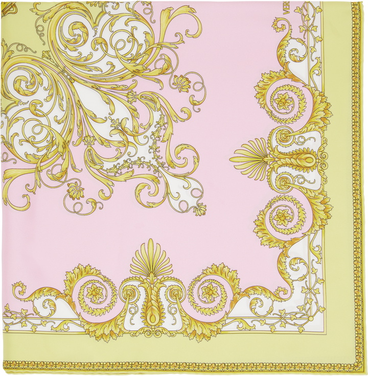 Photo: Versace Pink Printed Silk Twill Scarf