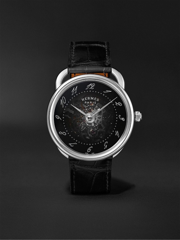 Photo: Hermès Timepieces - Arceau Squelette Automatic 40mm Stainless Steel and Alligator Watch, Ref. No. W055537WW00
