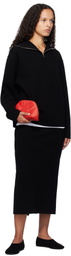 AURALEE Black Heavy Milano Rib Knit Midi Skirt