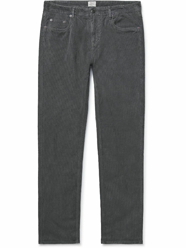 Photo: Faherty - Slim-Fit Cotton-Blend Corduroy Trousers - Gray