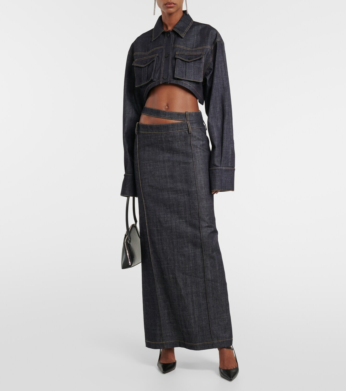 The Mannei Ararat denim maxi skirt