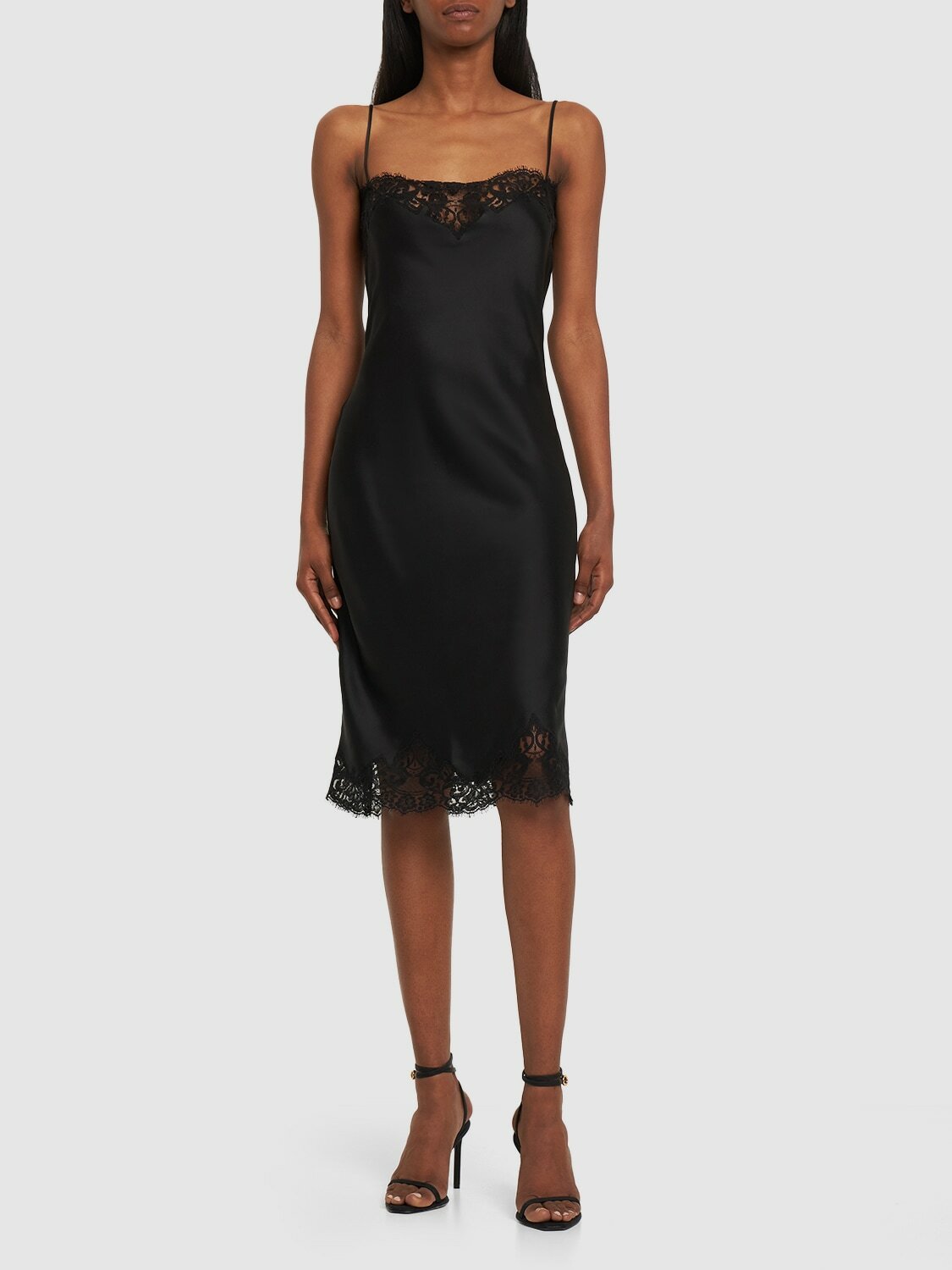 STELLA MCCARTNEY Satin & Lace Midi Cami Dress Stella McCartney