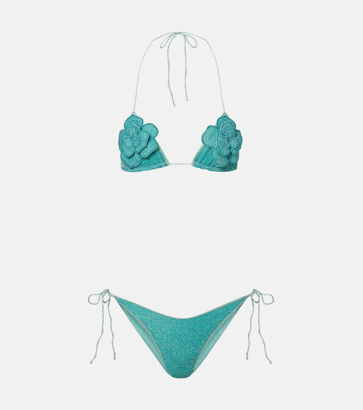 Oséree Lumière floral-appliqué lamé bikini