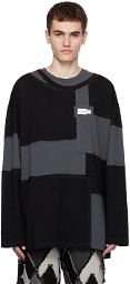 Feng Chen Wang Black & Gray Paneled Long Sleeve T-Shirt