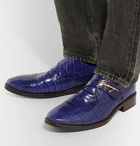 Balenciaga - Croc-Effect Leather Shoes - Men - Blue