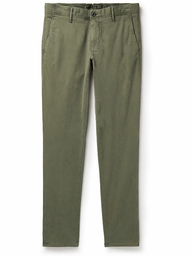 Photo: Incotex - Slim-Fit Tapered Stretch-Cotton Trousers - Green