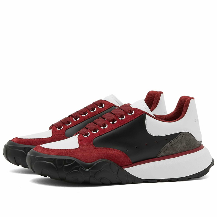 Photo: Alexander McQueen Men's Court Sneakers in White/Black/Red