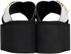Moschino Black & White Lettering Logo Wedge Sandals