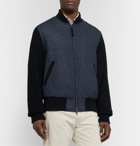 Golden Bear - The Player Suede-Panelled Melton Wool Bomber Jacket - Blue