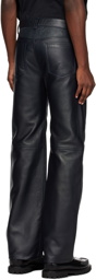 Wood Wood Navy Henry Leather Pants
