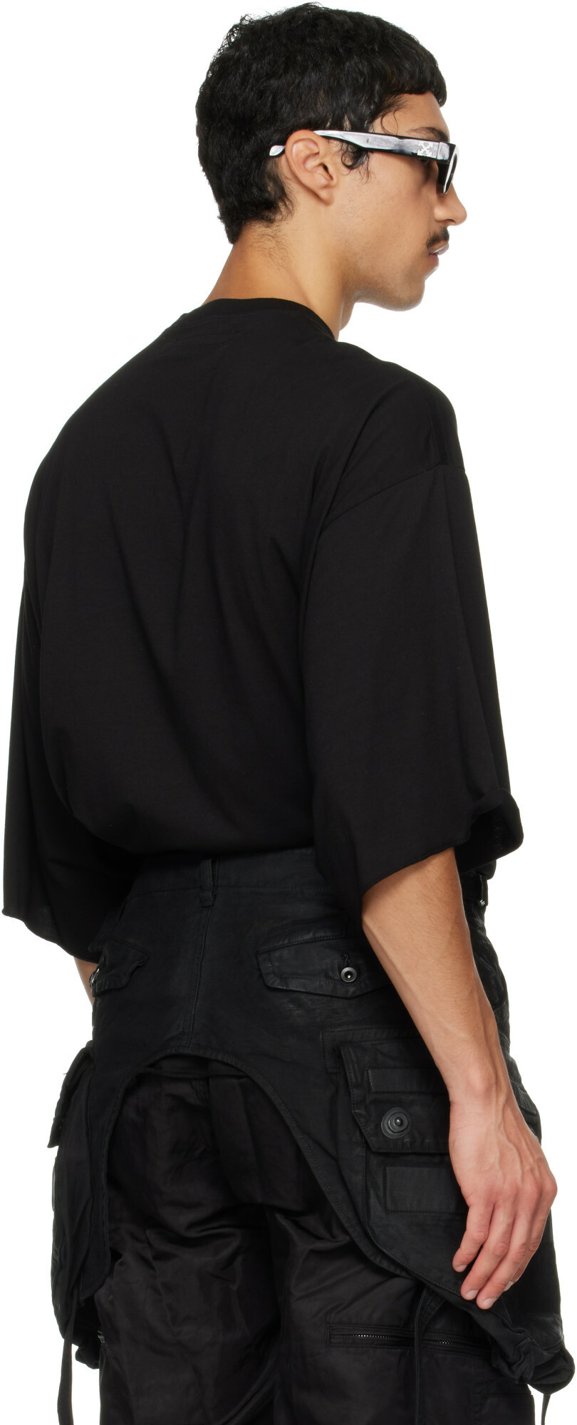 Julius Black Cotton Back Satin Cargo Belt Rig