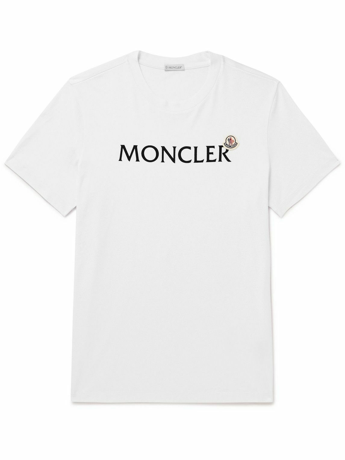 Moncler - Slim-Fit Logo-Flocked Cotton-Jersey T-Shirt - White Moncler
