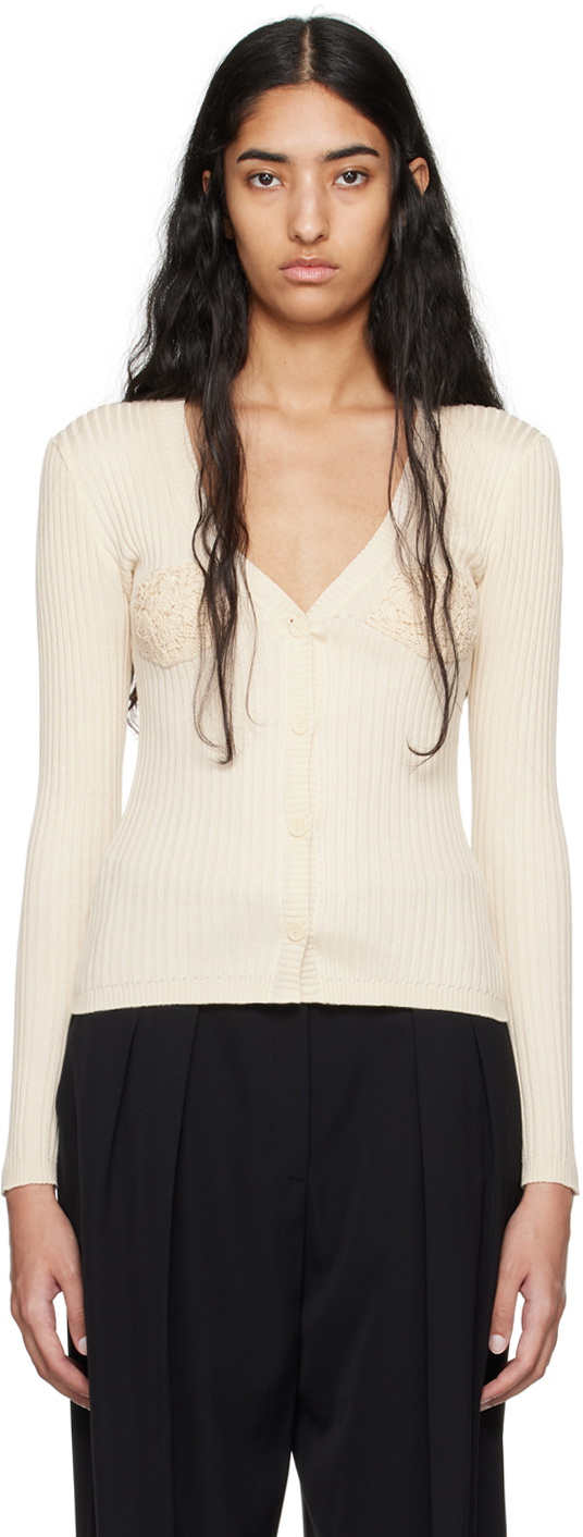Magda Butrym Off-White Crochet Bra Cardigan