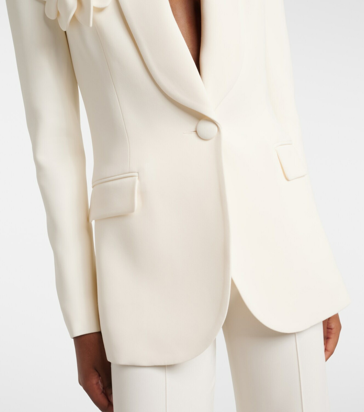 Elie Saab Floral-appliqué cady blazer