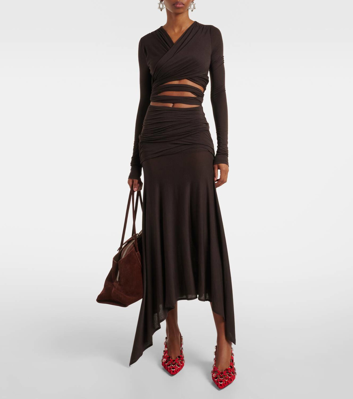 The Attico Sheer embroidered tulle midi dress