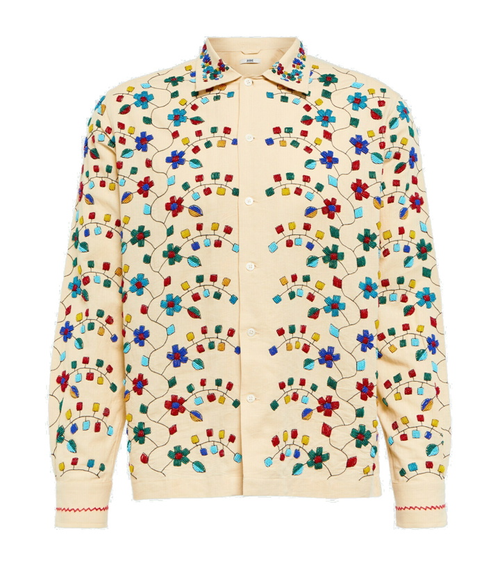 Photo: Bode - Beaded Trailing Blossom linen and cotton shirt
