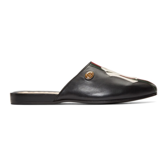Photo: Gucci Black NY Yankees Edition Web Flamel Loafers