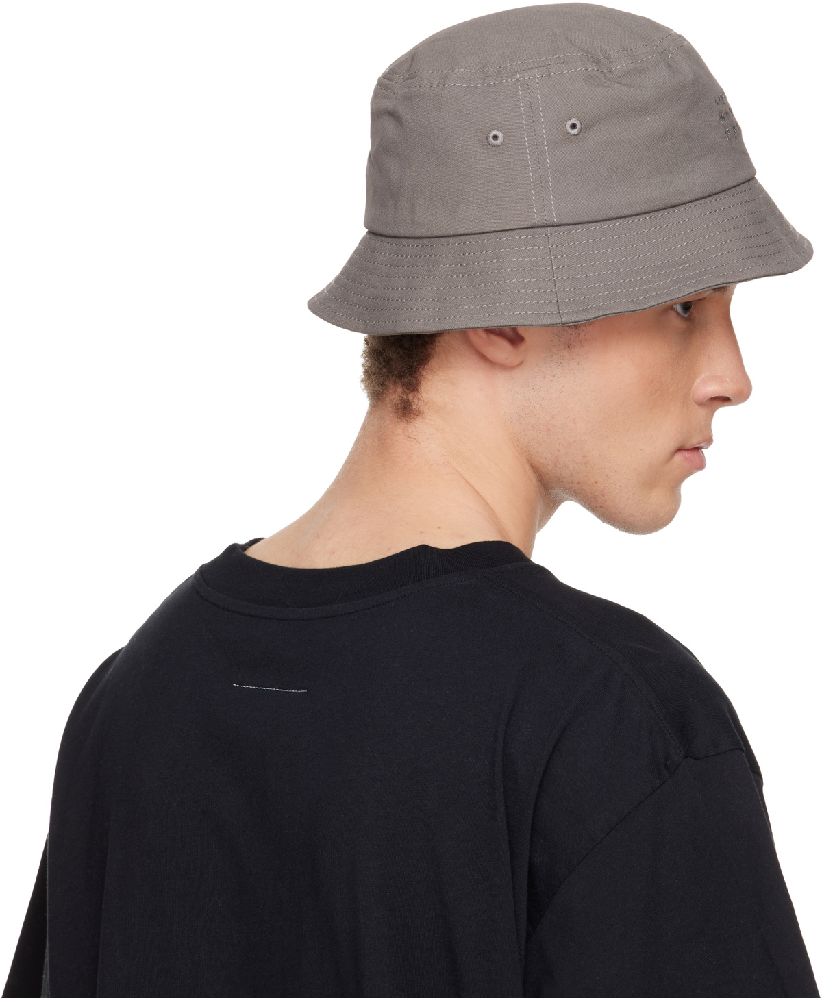 MM6 Maison Margiela Gray Cotton Canvas Bucket Hat