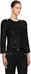 BALMAIN Black Sequinned Tweed Jacket