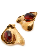 Saint Laurent Petal Sculpted Clip-on Drop Earrings - Gold - One Size