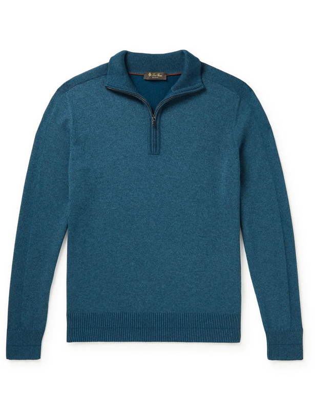 Photo: Loro Piana - Half-Zip Cashmere and Silk-Blend Sweater - Blue