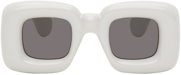 Photo: LOEWE White Inflated Rectangular Sunglasses