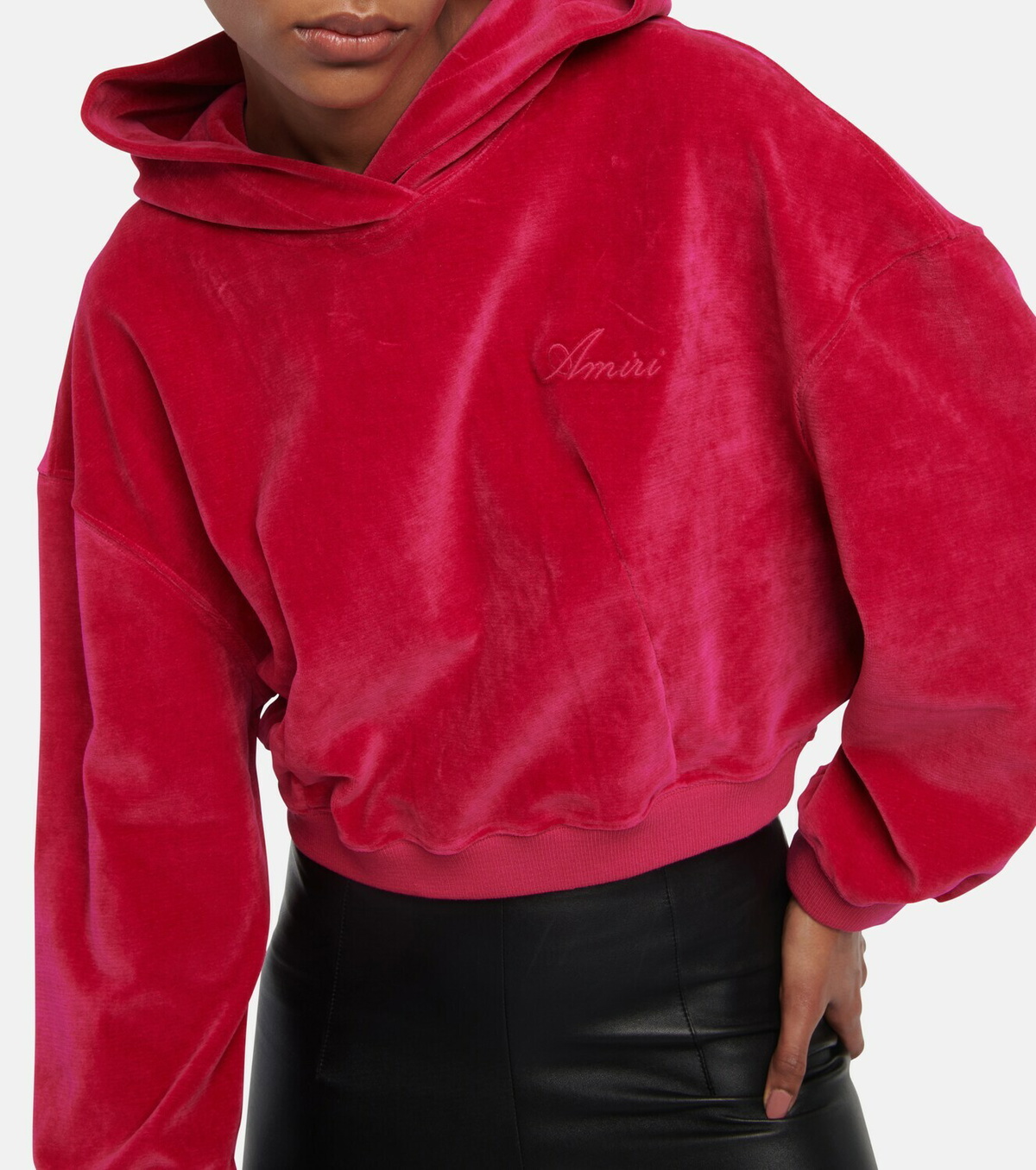 Amiri - Cropped velour hoodie Amiri