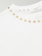 Valentino - Rockstud Embellished Cotton-Jersey T-Shirt - White