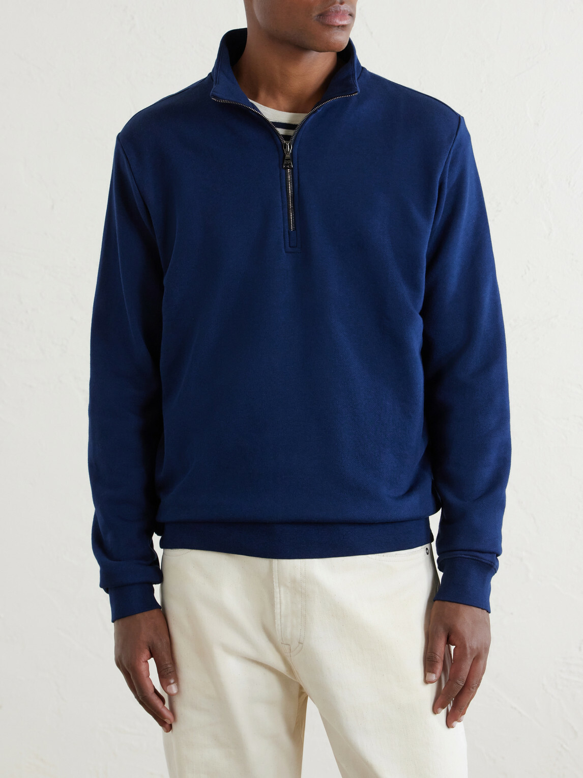 Derek Rose - Quinn Cotton and Modal-Blend Jersey Half-Zip Sweatshirt - Blue