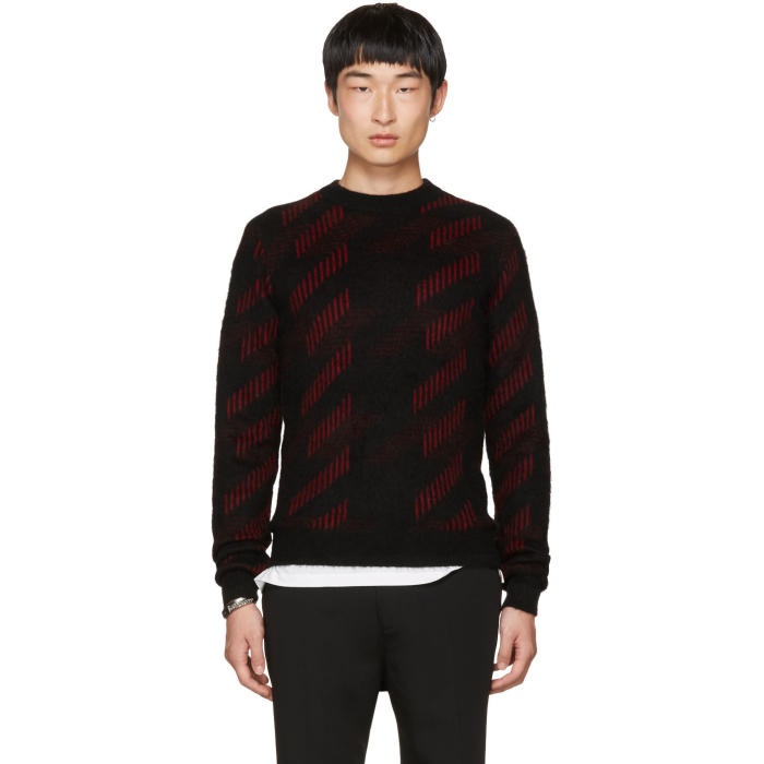Photo: Saint Laurent Black and Red Striped Crewneck Sweater