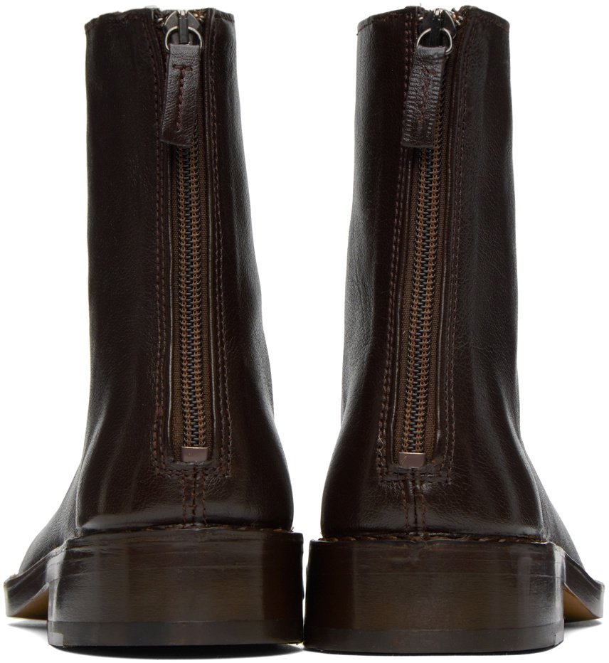 LEMAIRE Brown Piped Zipped Boots Lemaire