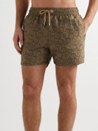 Frescobol Carioca - Straight-Leg Short-Length Printed Swim Shorts - Brown