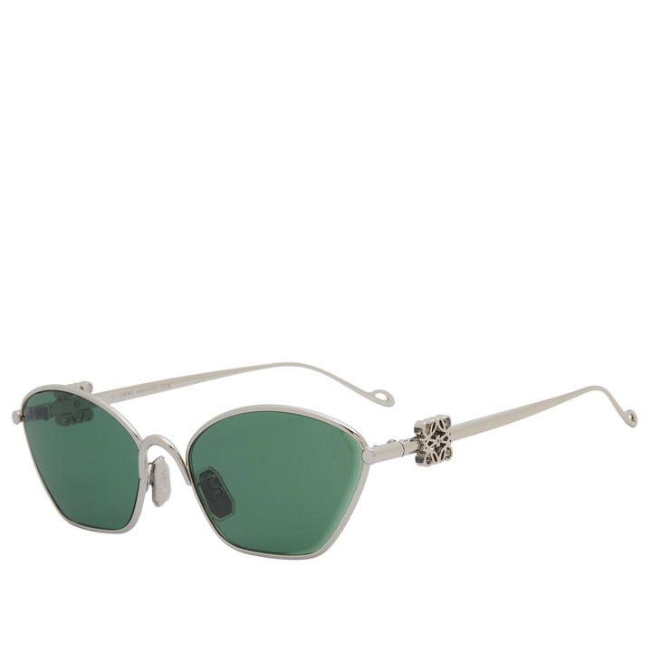Photo: Loewe Eyewear Anagram Cat Eye Sunglasses in Silver 