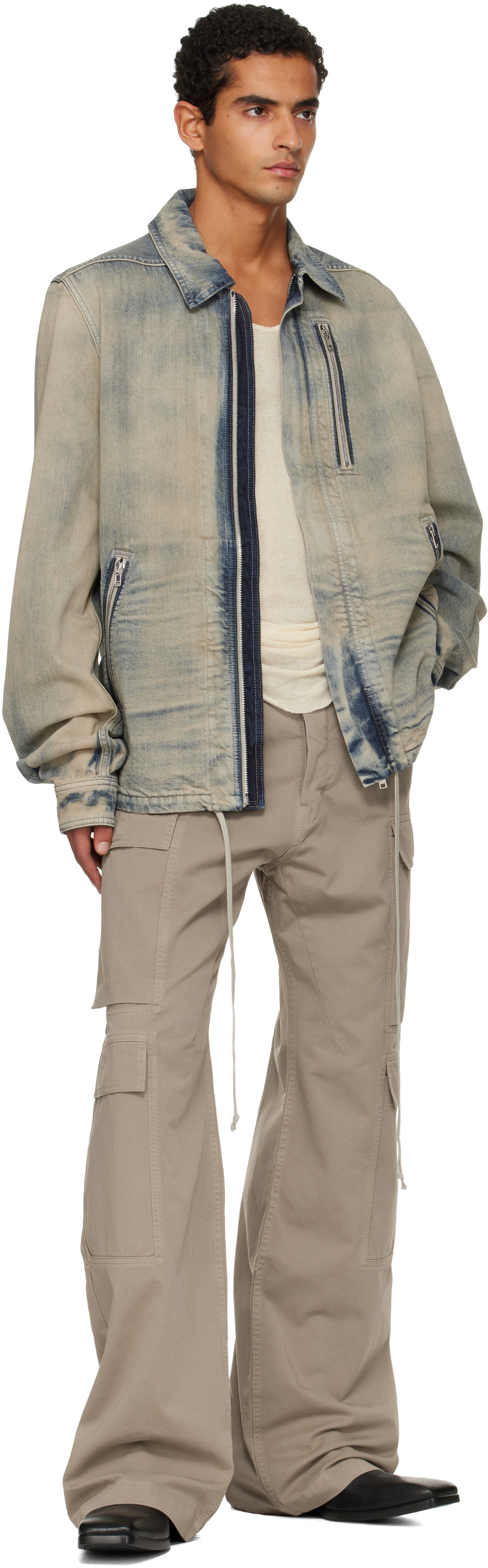 Rick Owens DRKSHDW Blue Concordians Concealed Zipfront Denim Jacket