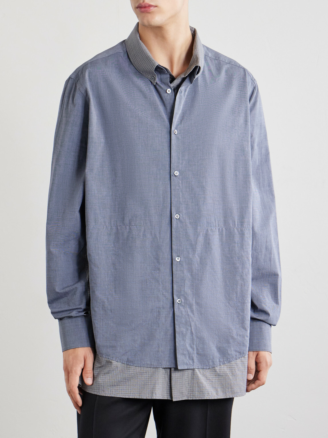 Maison Margiela - Double Checked Cotton-Poplin Shirt - Blue