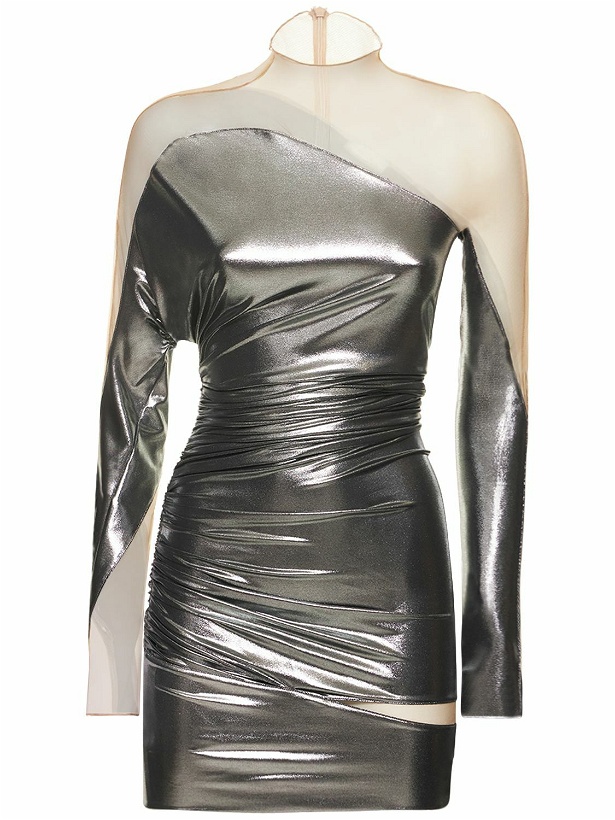 Photo: MUGLER - Metallic Jersey & Tulle Mini Dress