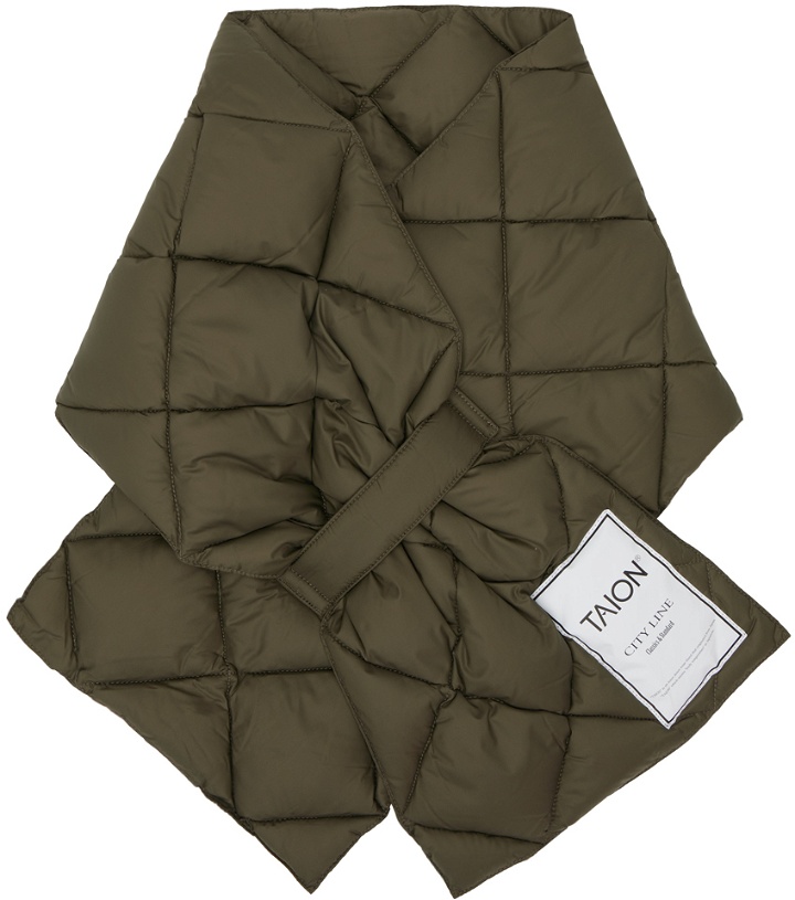 Photo: TAION Green Quilted Down Scarf