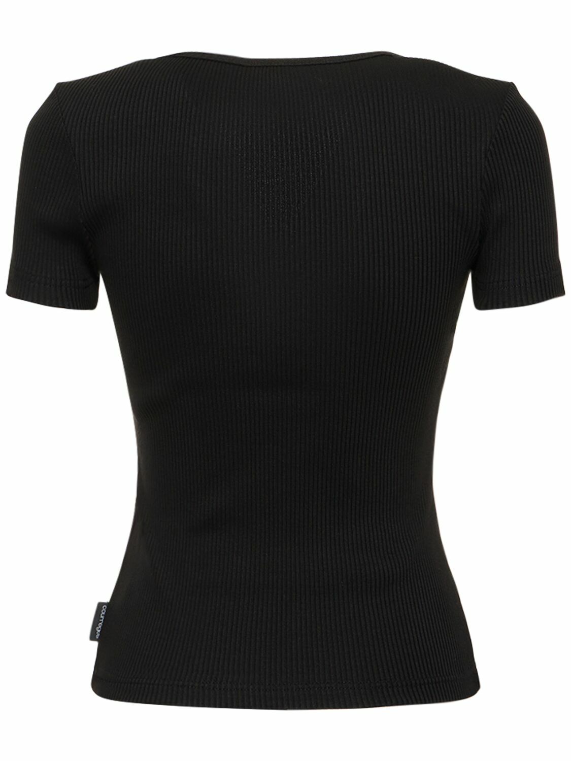 COURREGES - Snaps 90s Rib Stretch Cotton T-shirt Courreges