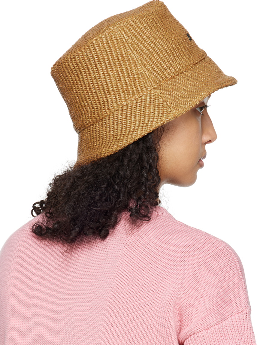 ハット Marni Raffia bucket hat with logo embroidery Marni logo-embroidered Bucket Hat | Neutrals | FARFETCH