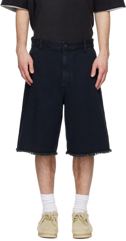 Photo: Solid Homme Black Stripe Denim Bermuda Shorts
