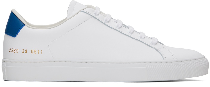 Photo: Common Projects White & Blue Retro Classic Sneakers