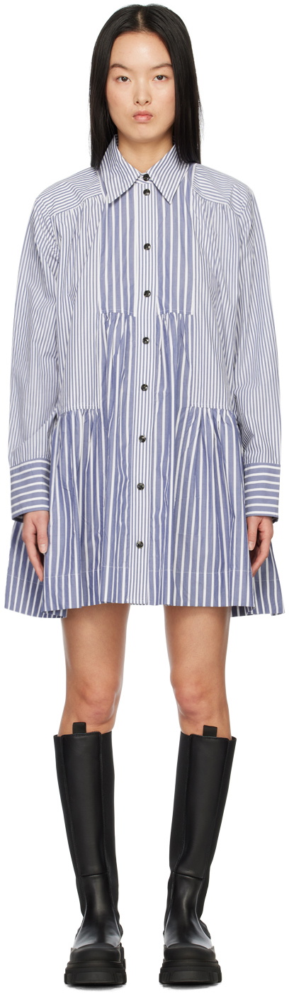 GANNI Blue Striped Minidress GANNI