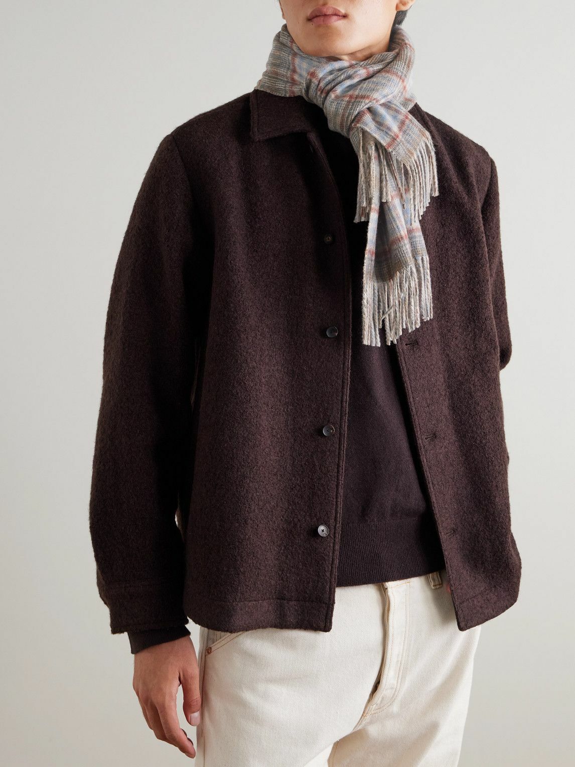 Johnstons of Elgin - Fringed Checked Cashmere Scarf