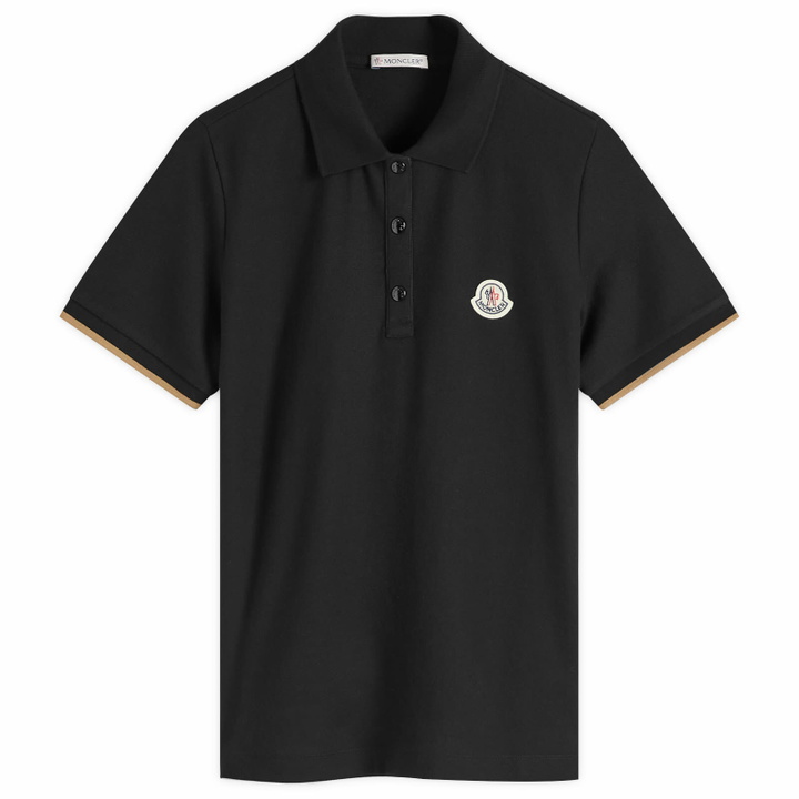 Photo: Moncler Women's Logo Short Sleeve Polo in Black
