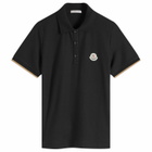 Moncler Women's Logo Short Sleeve Polo in Black